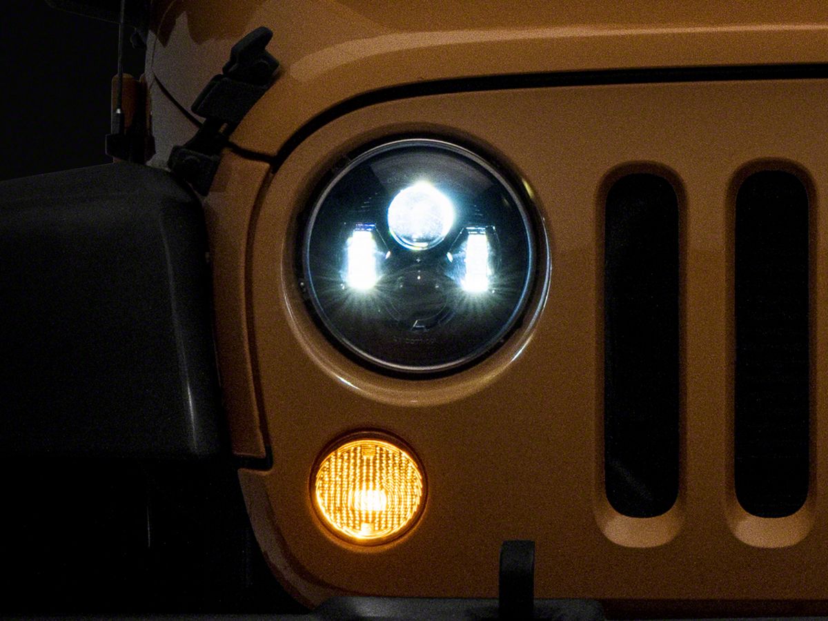 Raxiom Jeep Wrangler 7-Inch LED Headlights; Black Housing; Clear Lens  J154695 (07-18 Jeep Wrangler JK) - Free Shipping