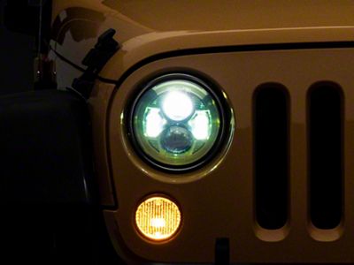 Raxiom 7-Inch LED Headlights; Green Housing; Clear Lens (07-18 Jeep Wrangler JK)