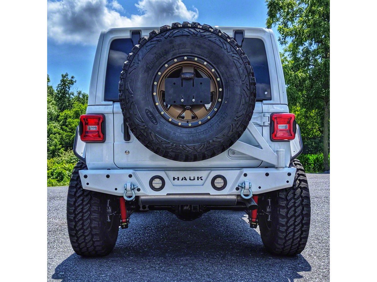 Hauk Off-Road Jeep Wrangler Predator Series Rear Bumper with Tire Carrier;  Gloss White 0702-03 (18-22 Jeep Wrangler JL) - Free Shipping