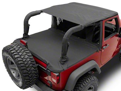 Bushwacker Trail Armor Flatback Soft Top; Black Twill (07-18 Jeep Wrangler JK 2-Door)