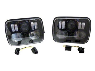 LED Headlights; Black Housing; Clear Lens (87-95 Jeep Wrangler YJ)