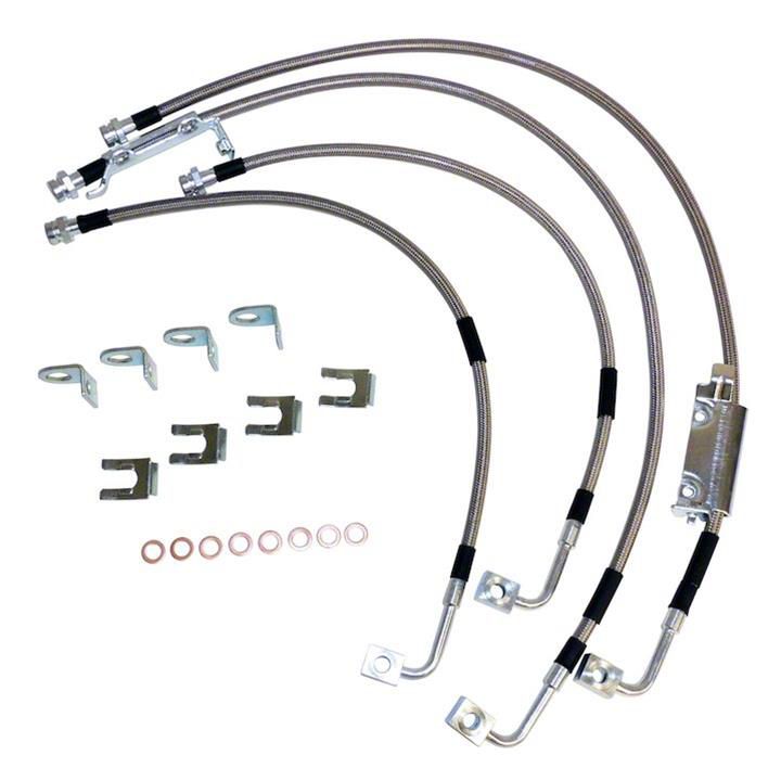 Jeep Wrangler Stainless Steel Front and Rear Brake Hose Kit for 0 to 6
