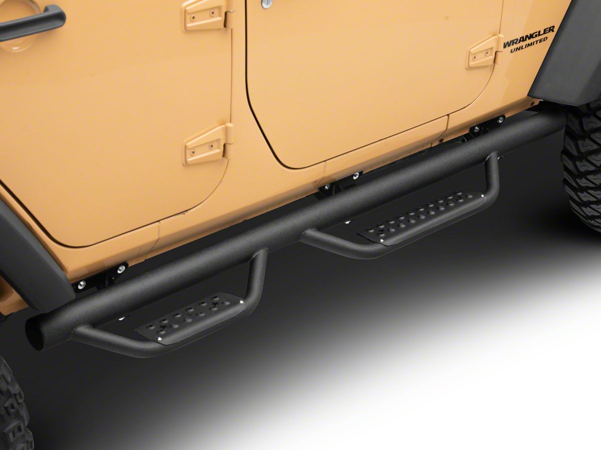Jeep Wrangler 3-Inch Nerf Drop Side Step Bars; Black (07-18 Jeep Wrangler JK  4-Door) - Free Shipping