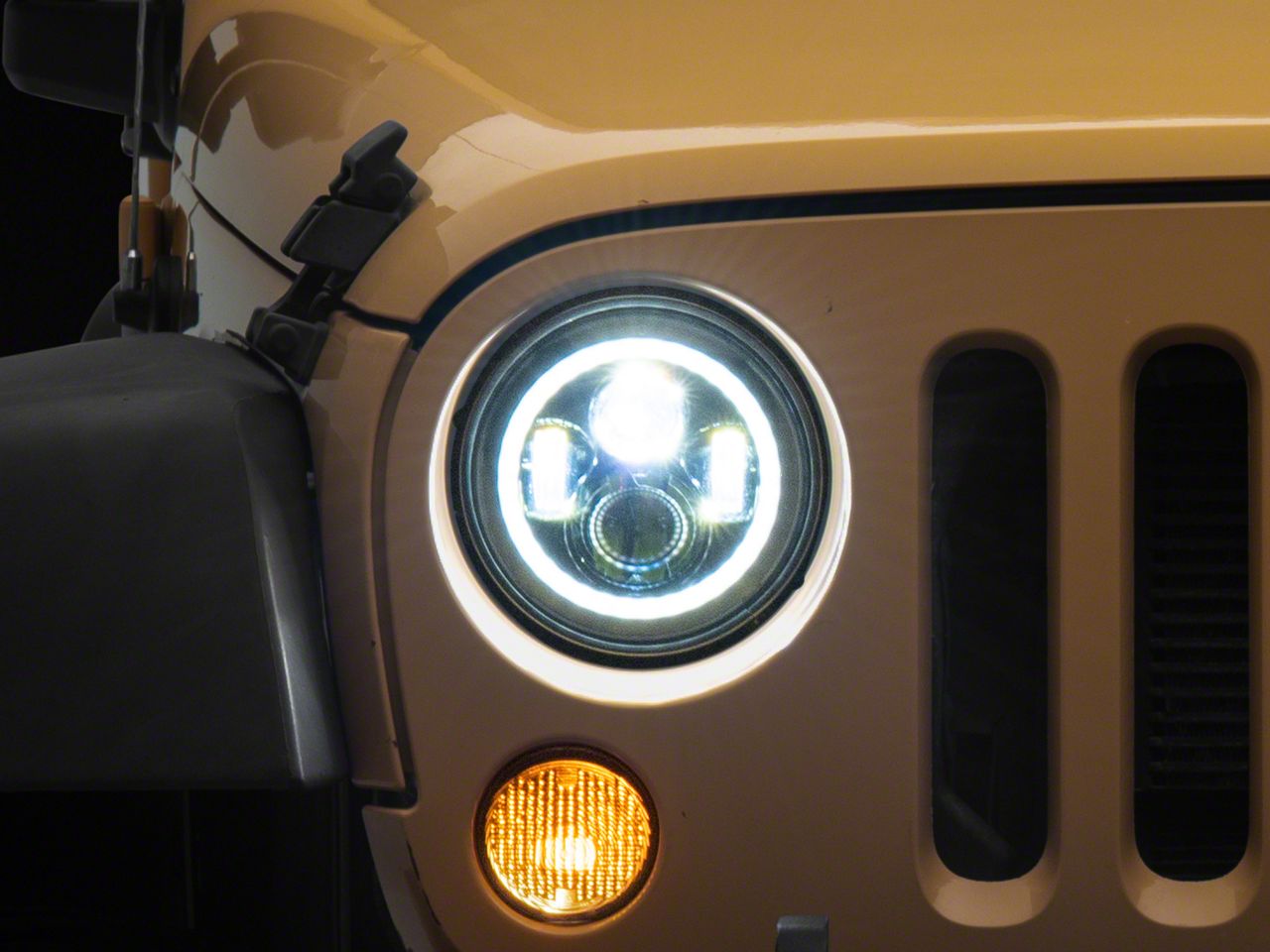 Jeep Wrangler LED DRL Projector Headlights with Turn Signals; Black ...