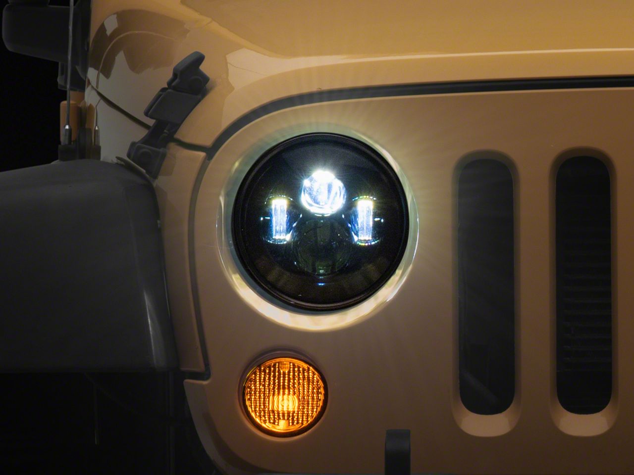 Jeep Wrangler LED DRL Projector Headlights; Black Housing; Clear Lens ...