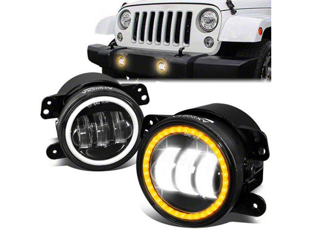 LED Projector Fog Lights with Turn Signals; Clear (07-18 Jeep Wrangler JK)