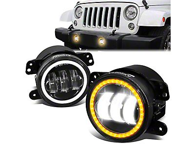 Jeep Wrangler LED Projector Fog Lights with Turn Signals; Clear (07-18 Jeep  Wrangler JK) - Free Shipping