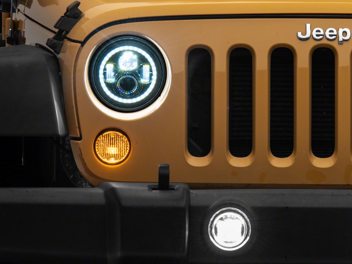 Jeep Wrangler LED Projector Headlights and Fog Lights with Turn Signals; Black Housing; Clear Lens (07-18 Jeep Wrangler - Free Shipping