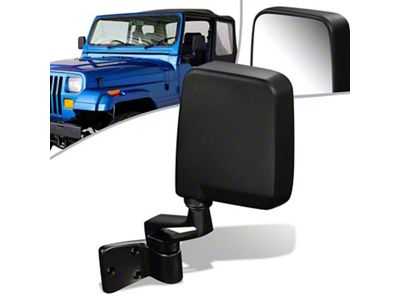OE Style Manual Side Mirror; Black; Driver Side (87-93 Jeep Wrangler YJ)
