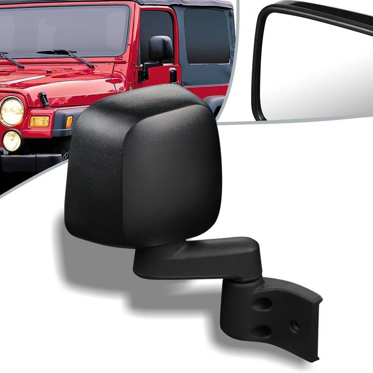 Jeep Wrangler OE Style Manual Side Mirror; Black; Passenger Side (0306