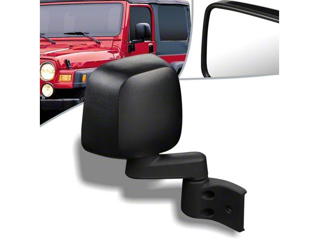 OE Style Manual Side Mirror; Black; Passenger Side (03-06 Jeep Wrangler TJ)