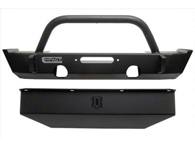 ICON Impact Off-Road Armor IMPACT Series Front Bumper with Skid Plate (18-24 Jeep Wrangler JL)