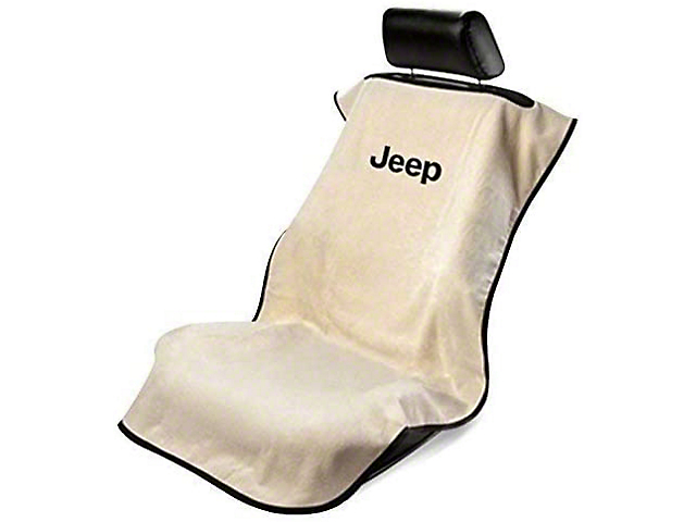 Seat Cover with Jeep Logo; Tan (Universal; Some Adaptation May Be Required)