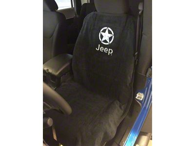 Seat Cover with Jeep Star; Black (Universal; Some Adaptation May Be Required)
