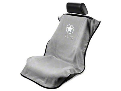 Seat Cover with Jeep Star; Gray (Universal; Some Adaptation May Be Required)