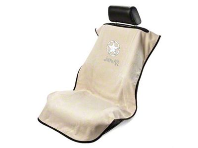Seat Cover with Jeep Star; Tan (Universal; Some Adaptation May Be Required)