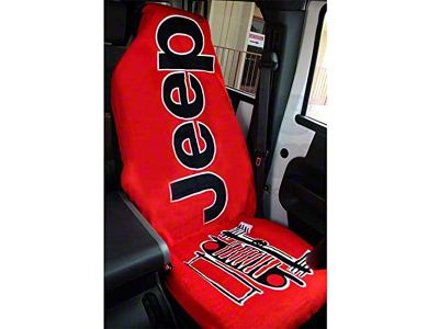 Towel2Go Seat Cover with Jeep and Grille Logo; Red (Universal; Some Adaptation May Be Required)