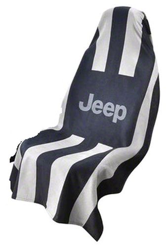 Towel2Go Seat Cover with Jeep Logo; Black and Gray (Universal; Some Adaptation May Be Required)