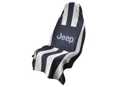 Towel2Go Seat Cover with Jeep Logo; Black and Gray (Universal; Some Adaptation May Be Required)