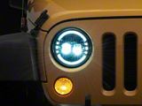 Raxiom Axial Series 7-Inch LED Headlights with DRL; Chrome Housing; Clear Lens (97-18 Jeep Wrangler TJ & JK)