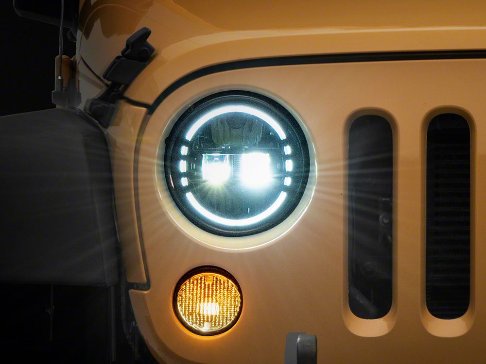 Raxiom Axial Series 7-Inch LED Headlights with DRL; Black