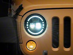 Axial 7-Inch LED Headlights with DRL; Black Housing; Clear Lens (97-18 Jeep Wrangler TJ & JK)