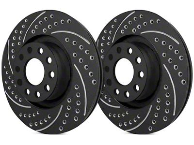 SP Performance Double Drilled and Slotted Rotors with Black ZRC Coated; Front Pair (87-89 Jeep Wrangler YJ)