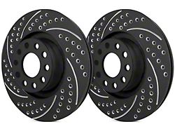 SP Performance Double Drilled and Slotted Rotors with Black ZRC Coated; Front Pair (90-98 Jeep Wrangler YJ & TJ; 1999 Jeep Wrangler TJ w/ 3-1/4-Inch Composite Rotors)