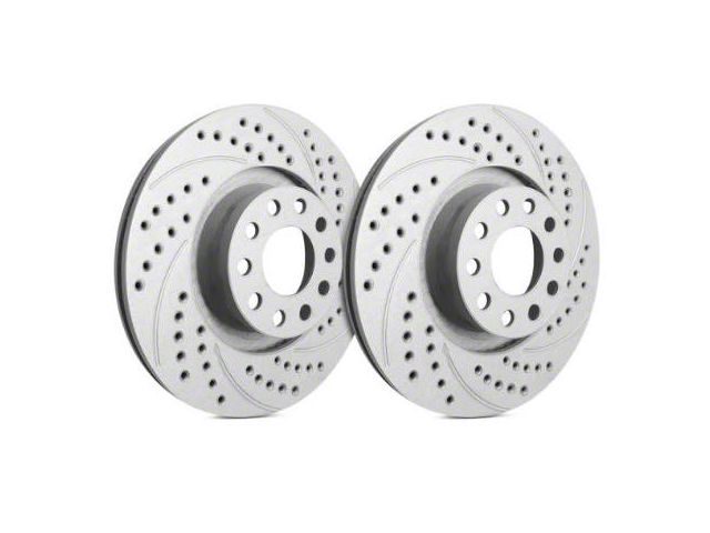 SP Performance Double Drilled and Slotted Rotors with Gray ZRC Coating; Front Pair (90-98 Jeep Wrangler YJ & TJ; 1999 Jeep Wrangler TJ w/ 3-1/4-Inch Composite Rotors)