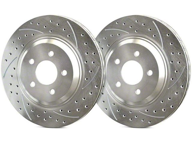 SP Performance Double Drilled and Slotted Rotors with Silver ZRC Coated; Front Pair (87-89 Jeep Wrangler YJ)