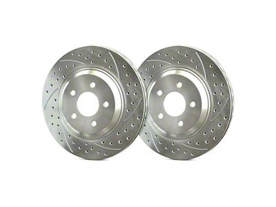 SP Performance Double Drilled and Slotted Rotors with Silver ZRC Coated; Front Pair (90-98 Jeep Wrangler YJ & TJ; 1999 Jeep Wrangler TJ w/ 3-1/4-Inch Composite Rotors)