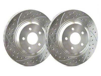 SP Performance Double Drilled and Slotted Rotors with Silver ZRC Coated; Front Pair (07-18 Jeep Wrangler JK)