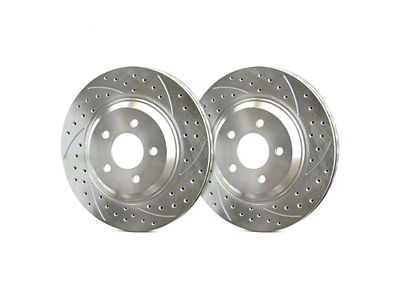 SP Performance Double Drilled and Slotted Rotors with Silver Zinc Plating; Front Pair (18-23 Jeep Wrangler JL w/ 328mm Vented Rear Rotors)