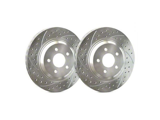 SP Performance Double Drilled and Slotted Rotors with Silver ZRC Coated; Front Pair (1999 Jeep Wrangler TJ w/ 3-Inch Cast Rotors; 00-06 Jeep Wrangler TJ)