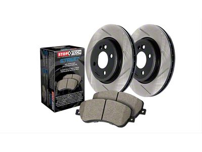 StopTech Street Axle Drilled Brake Rotor and Pad Kit; Front and Rear (03-06 Jeep Wrangler TJ)