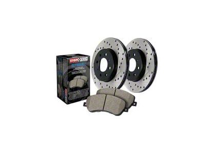 StopTech Street Axle Drilled Brake Rotor and Pad Kit; Front and Rear (07-18 Jeep Wrangler JK)