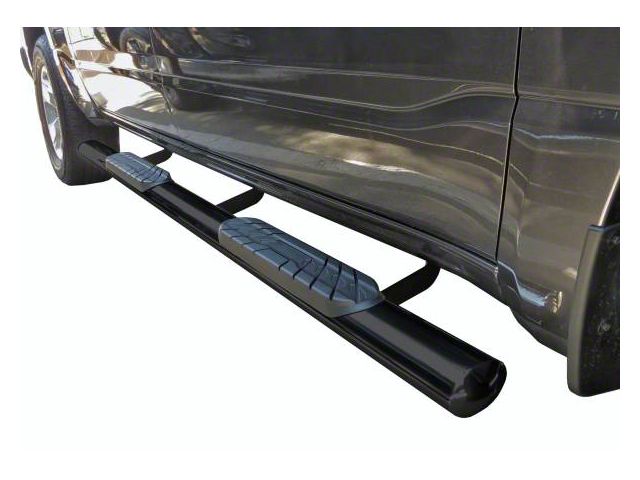 4-Inch Straight Oval Side Step Bars; Semi-Gloss Black (07-18 Jeep Wrangler JK 4-Door)