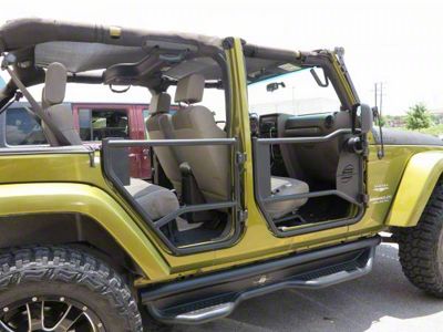 Tubular Rear Doors; Fine Textured Black (07-18 Jeep Wrangler JK 4-Door)
