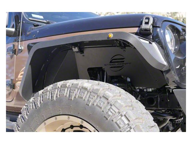 Aluminum Front Fender Liners; Fine Textured Black (20-24 Jeep Gladiator JT)
