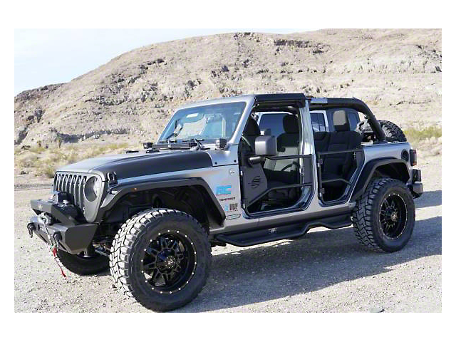 Tubular Rear Doors; Fine Textured Black (20-23 Jeep Gladiator JT)
