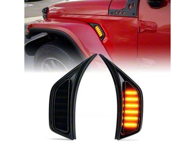 Amber LED Fender Marker Lights; Smoked (20-24 Jeep Gladiator JT)