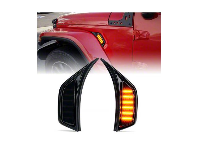 Amber LED Fender Marker Lights; Smoked (20-24 Jeep Gladiator JT)