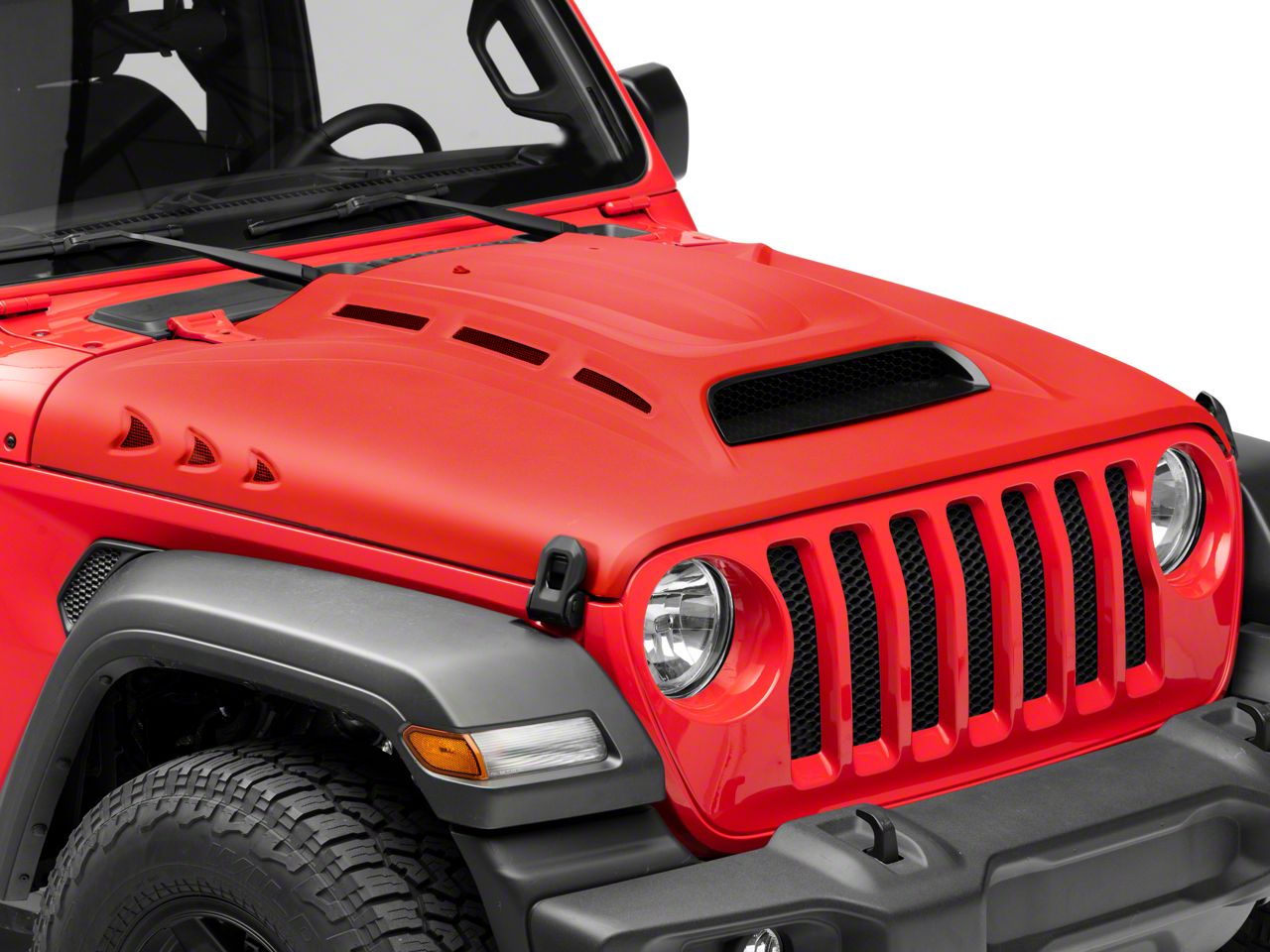Jeep Wrangler Piranha Series Hood with Functional Air Vents; Unpainted