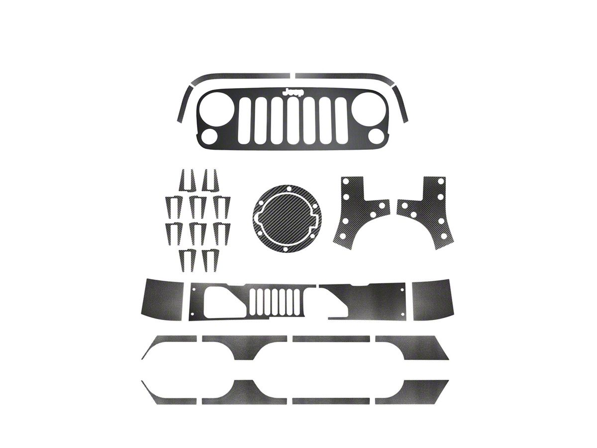 Jeep Wrangler Exterior Trim Kit; Raw Carbon Fiber (07-18 Jeep Wrangler JK  4-Door) - Free Shipping