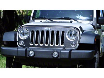 Front Grille Overlay with Logo Cutout; Raw Carbon Fiber (07-18 Jeep Wrangler JK)