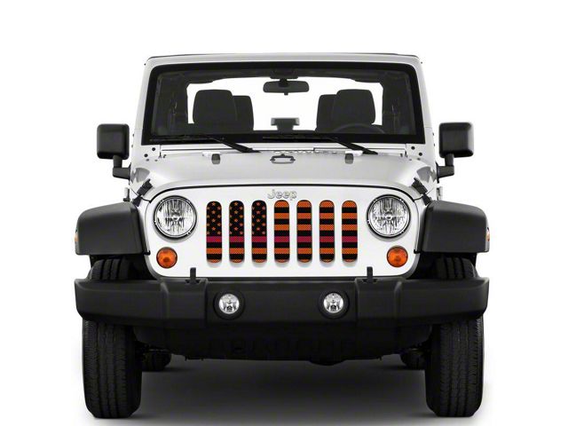 Under The Sun Inserts Grille Insert; Black and Orange Thin Red Line (07-18 Jeep Wrangler JK)