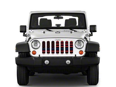 Under The Sun Inserts Grille Insert; Black and Red Thin Blue Line (07-18 Jeep Wrangler JK)