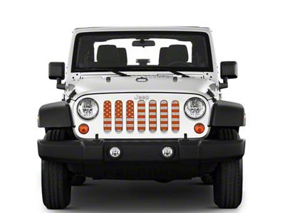 Under The Sun Inserts Grille Insert; Distressed White and Orange (07-18 Jeep Wrangler JK)
