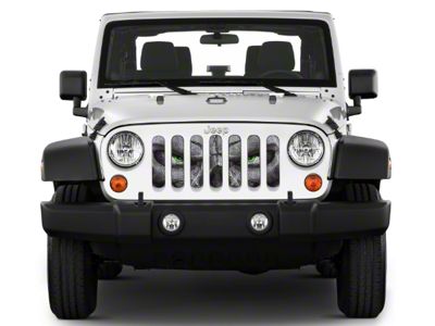 Under The Sun Inserts Grille Insert; Skull Face with Blue Eyes (07-18 Jeep Wrangler JK)
