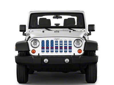 Under The Sun Inserts Grille Insert; White and Blue Thin Red Line (07-18 Jeep Wrangler JK)